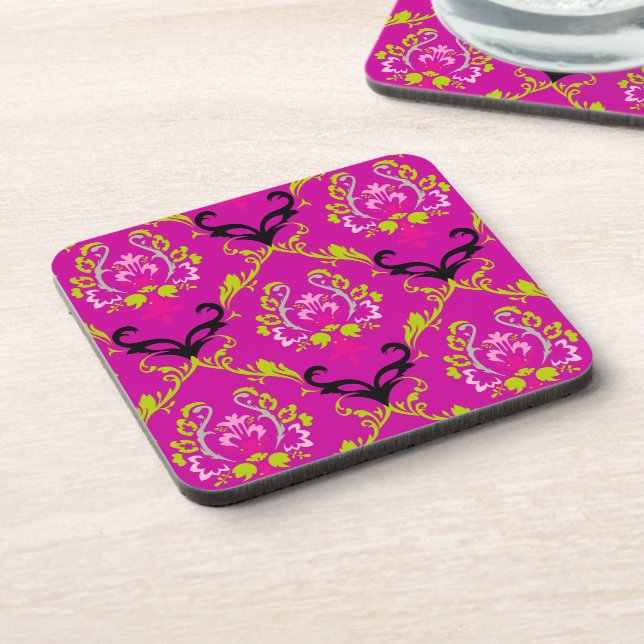 PixDezines Chantal Damask/DIY background colour Coaster (Left Side)