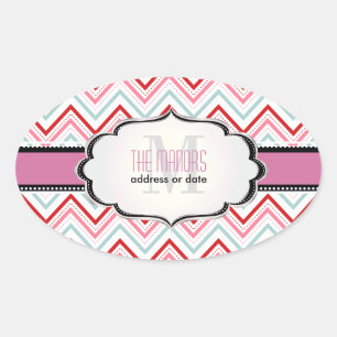 PixDezines Chevron/Christmas/DIY colours Oval Sticker