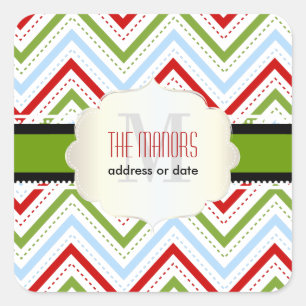 PixDezines Chevron/Christmas/DIY colours Square Sticker