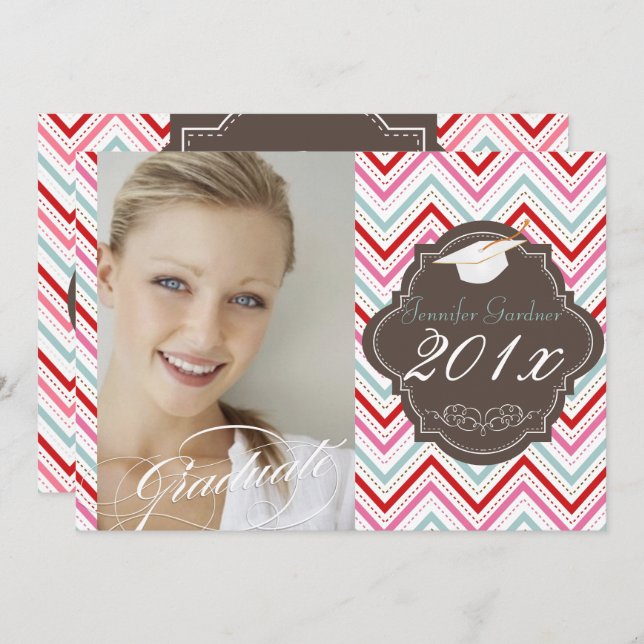 PixDezines chevron graduation Invitation (Front/Back)