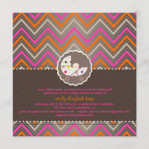 PixDezines chevron/pink+orange/baby shower/DIY Invitation