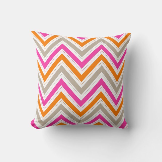 PixDezines chevron pink+orange/diy background Cushion (Front)