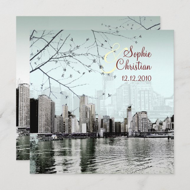 PixDezines Chicago Lakeshore Skyline/invitations Invitation (Front/Back)
