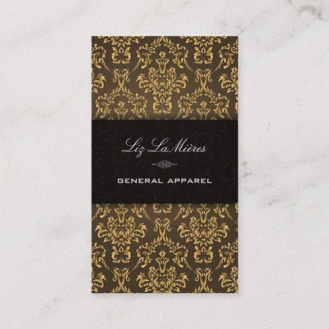PixDezines Cigar+Gold Arianna Vintage Damask Business Card (Front)