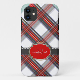PixDezines clan stewart tartan/red+grey iPhone 11 Case