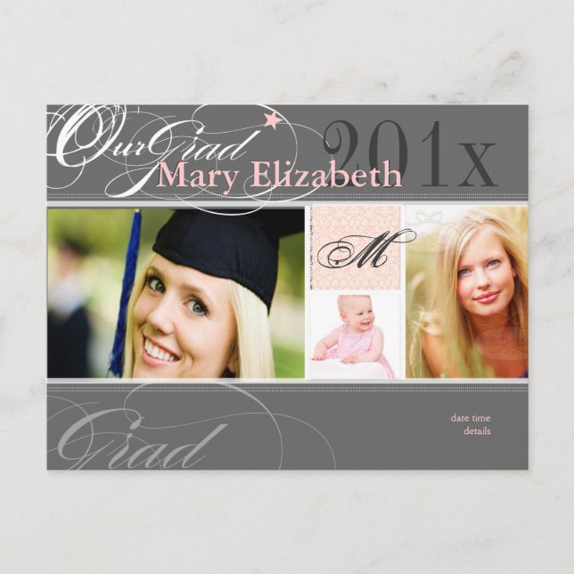 PixDezines Class 2012/swirls/DIY colours+fonts Announcement Postcard (Front)