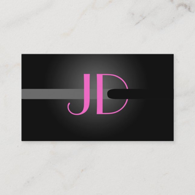 PixDezines Cool Neon Lights Monogram Business Card (Front)