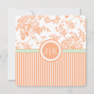 PixDezines Coral Orange Vintage Roses Toile