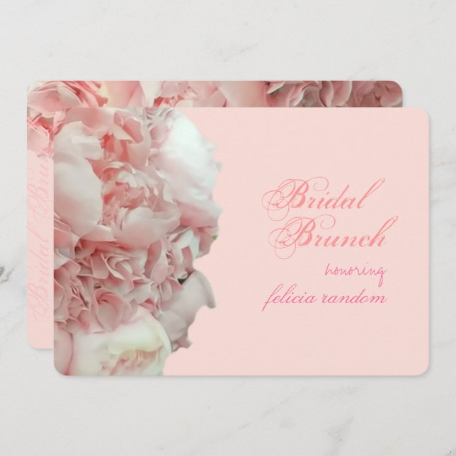PixDezines coral peonies/hydrangeas/DIY event Invitation (Front/Back)
