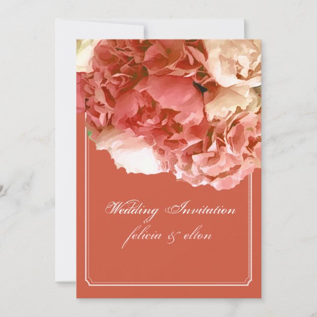 PixDezines Coral Peonies/Orange Hydrangeas/Bouquet Invitation (Front)