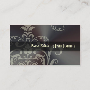 PixDezines Crest Damask+Brushed Steel Business Card