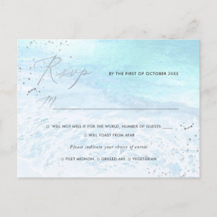 PixDezines Crystal Blue, Beach RSVP w meal Invitation Postcard