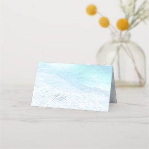 PixDezines Crystal Blue Coastal Shoreline Beach Place Card