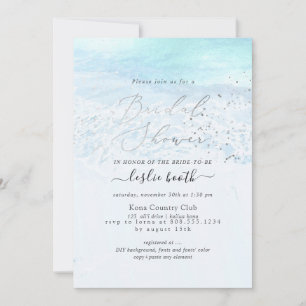 PixDezines Crystal Blue Shoreline Bridal Shower Invitation