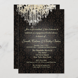 PixDezines Crystal Chandelier+arianna damask Invitation