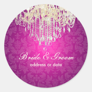 PixDezines crystal chandelier/baroque damask Classic Round Sticker