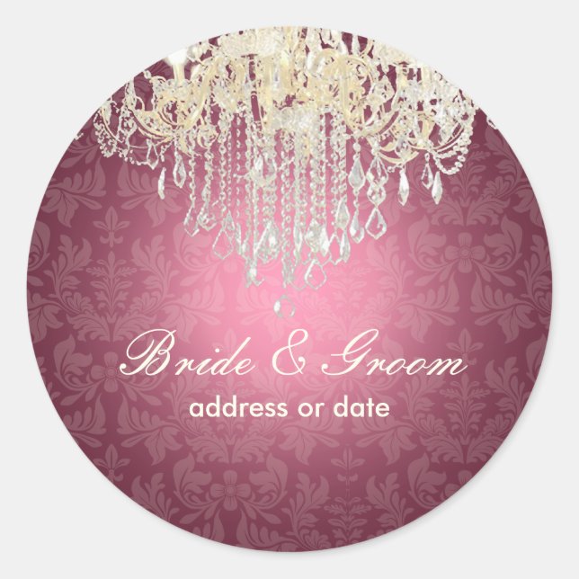 PixDezines crystal chandelier/baroque damask Classic Round Sticker (Front)