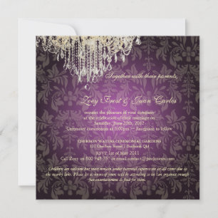 PixDezines Crystal Chandelier + Baroque Damask Invitation