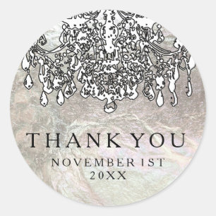 PixDezines crystal chandelier/faux silver foil Classic Round Sticker