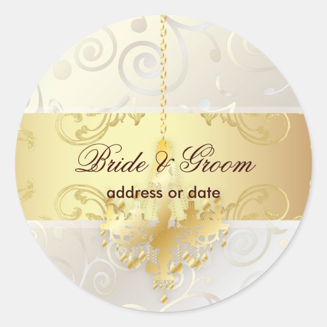 PixDezines Cupcakes Swirls+Faux Gold Chandelier Classic Round Sticker (Front)