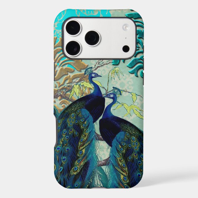 PixDezines Damask/Peacocks Uncommon iPhone Case (Back)