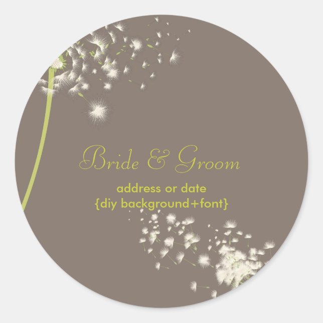 PixDezines dandelion/diy background colour Classic Round Sticker (Front)