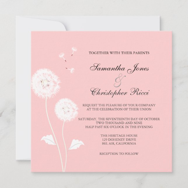 PixDezines Dandelions, diy background colours Invitation (Front)
