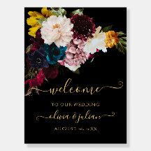 PixDezines Dark Moody Flowers Wedding Welcome