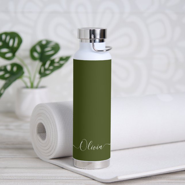 PixDezines Dark Moss Green DIY Colour Water Bottle (Yoga)