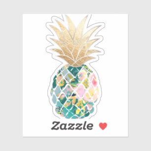 PixDezines Dark Teal Aloha Pineapple, Faux Gold