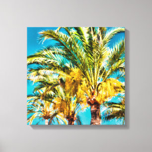 PixDezines Date Palms/Aqua Blue Canvas Print