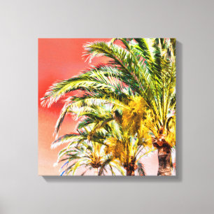 PixDezines Date Palms/Sunset Sky Canvas Print