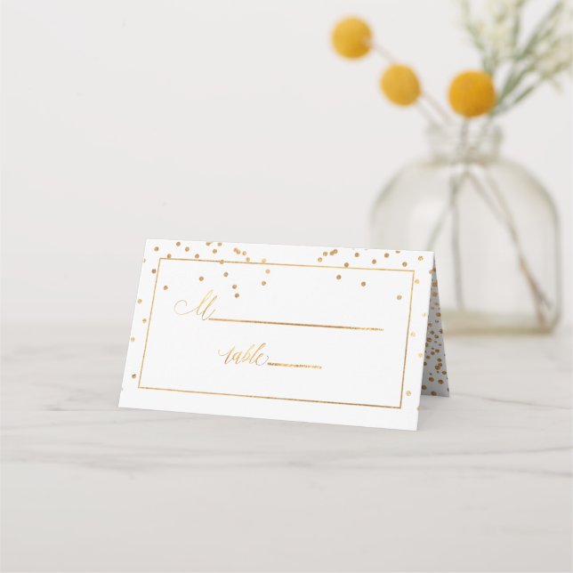 PixDezines Dazzled Faux Gold Confetti Placecards (Front)