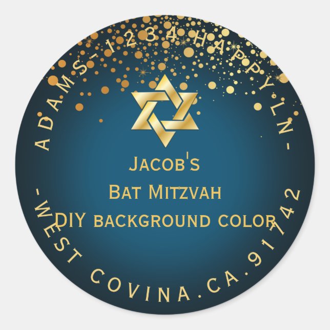 PixDezines dazzled/faux gold/mitzvah/DIY colour Classic Round Sticker (Front)