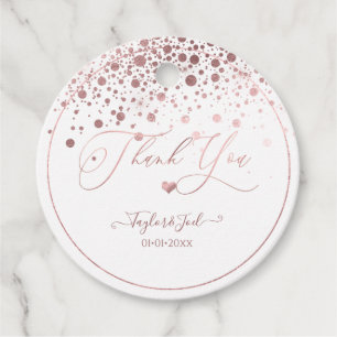 PixDezines Dazzled Faux Rose Gold Confetti + Heart Favour Tags
