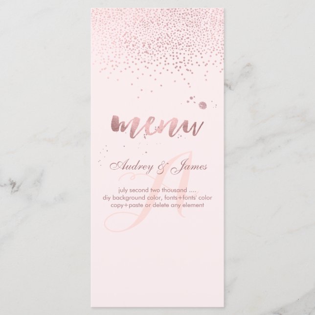 PixDezines Dazzled Faux Rose Gold Menu (Front)