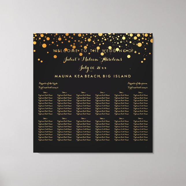 PixDezines dazzled gold/wedding seating chart Canvas Print (Front)