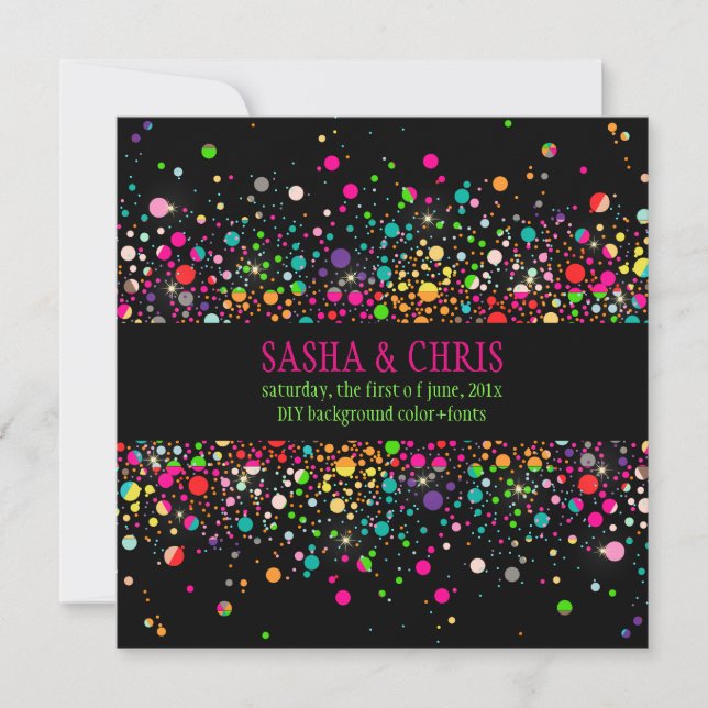 PixDezines dazzled/neon specks/winter soiree Invitation (Front)