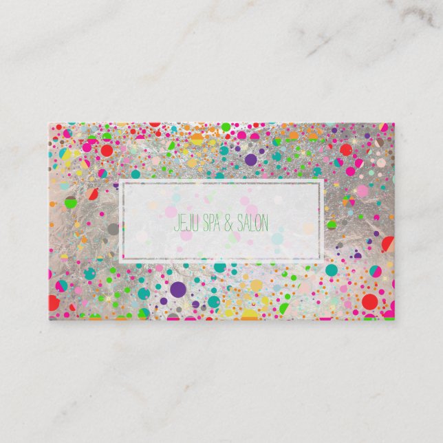 PixDezines dazzled/rainbow/faux silver Business Card (Front)