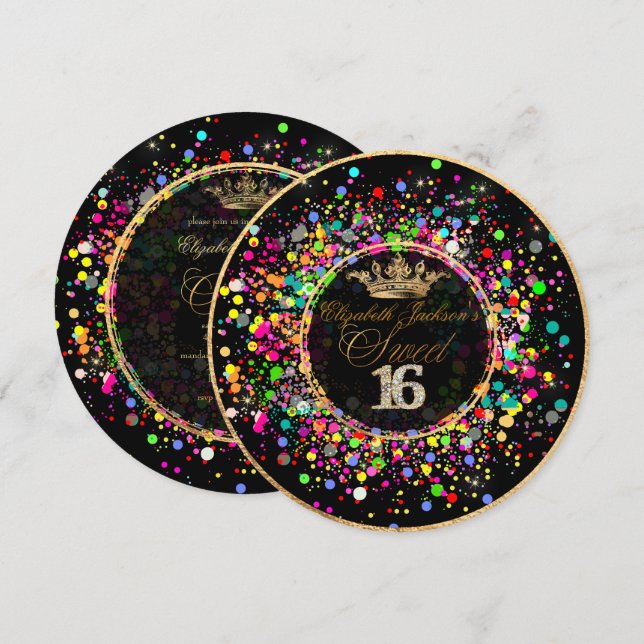 PixDezines Dazzled/Rainbow/Sweet+16 Invitation (Front/Back)