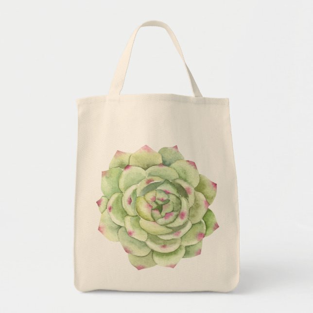PixDezines Desert Rose, Succulent Greenery Tote Bag (Front)