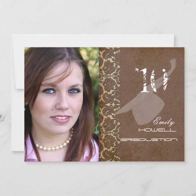 PixDezines Desiree Damask+Swirls Graduation Invitation (Front)