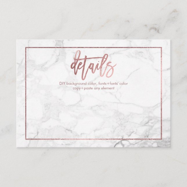 PixDezines DETAILS CARDS/MARBLE+FAUX ROSE GOLD Enclosure Card (Front)