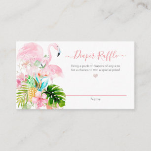 PixDezines DiaperRaffle, Watercolor Pink Flamingos Enclosure Card