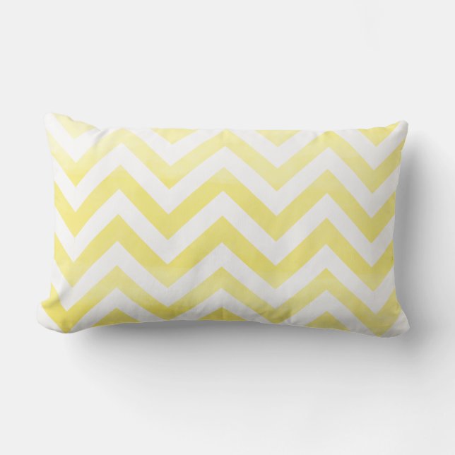 PixDezines digital watercolor chevron/citron Lumbar Cushion (Front)