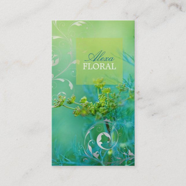 PixDezines dill weeds+filigree swirls Business Card (Front)