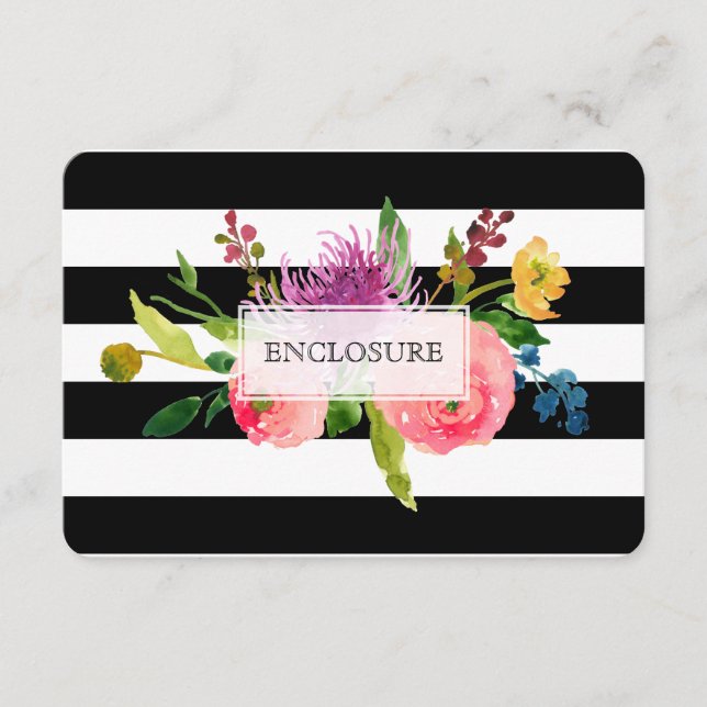 PixDezines directions mitzvah/DIYstripes/floral Enclosure Card (Front)