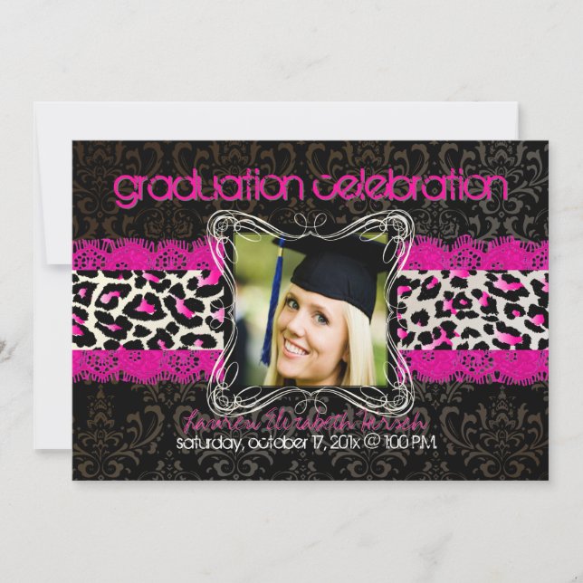 PixDezines diy 2012 graduation/cheetah 5x7 Invitation (Front)