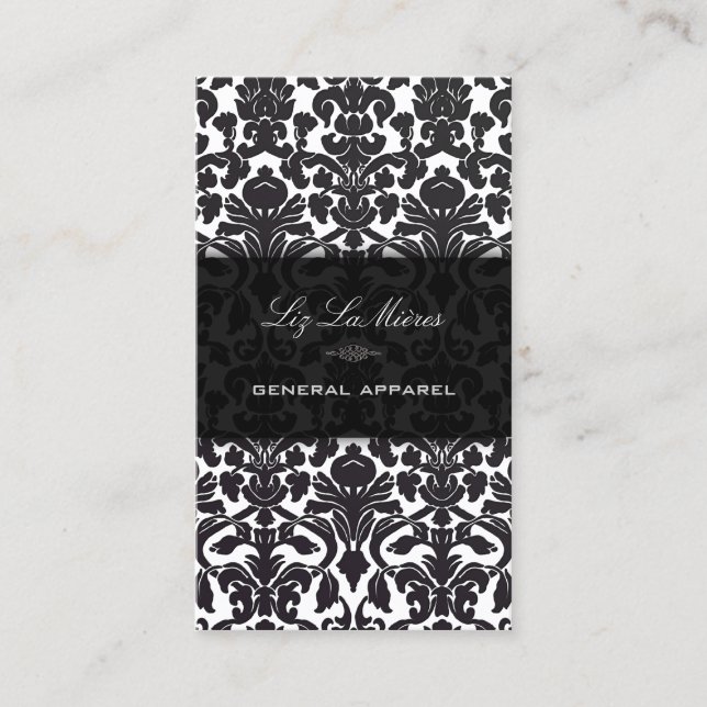 PixDezines/diy background/black flora damask Business Card (Front)