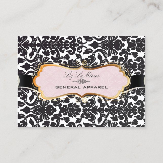 PixDezines/diy background/black flora damask Business Card (Front)